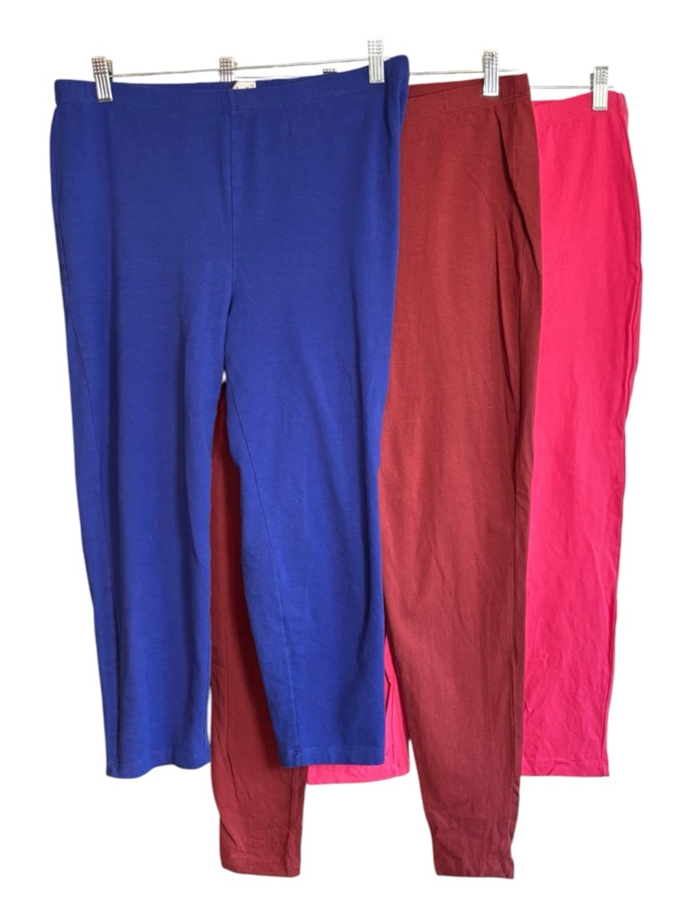 Zenana 2X Leggings Lot 3 Pair Capri & Ankle Length Blue Pink Burgundy